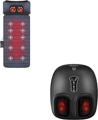 COMFIER Shiatsu - Masajeador de pies con calor, vibración, máquina de masaje de pies de compresión rodante para fascitis plantar, tapete de masaje,