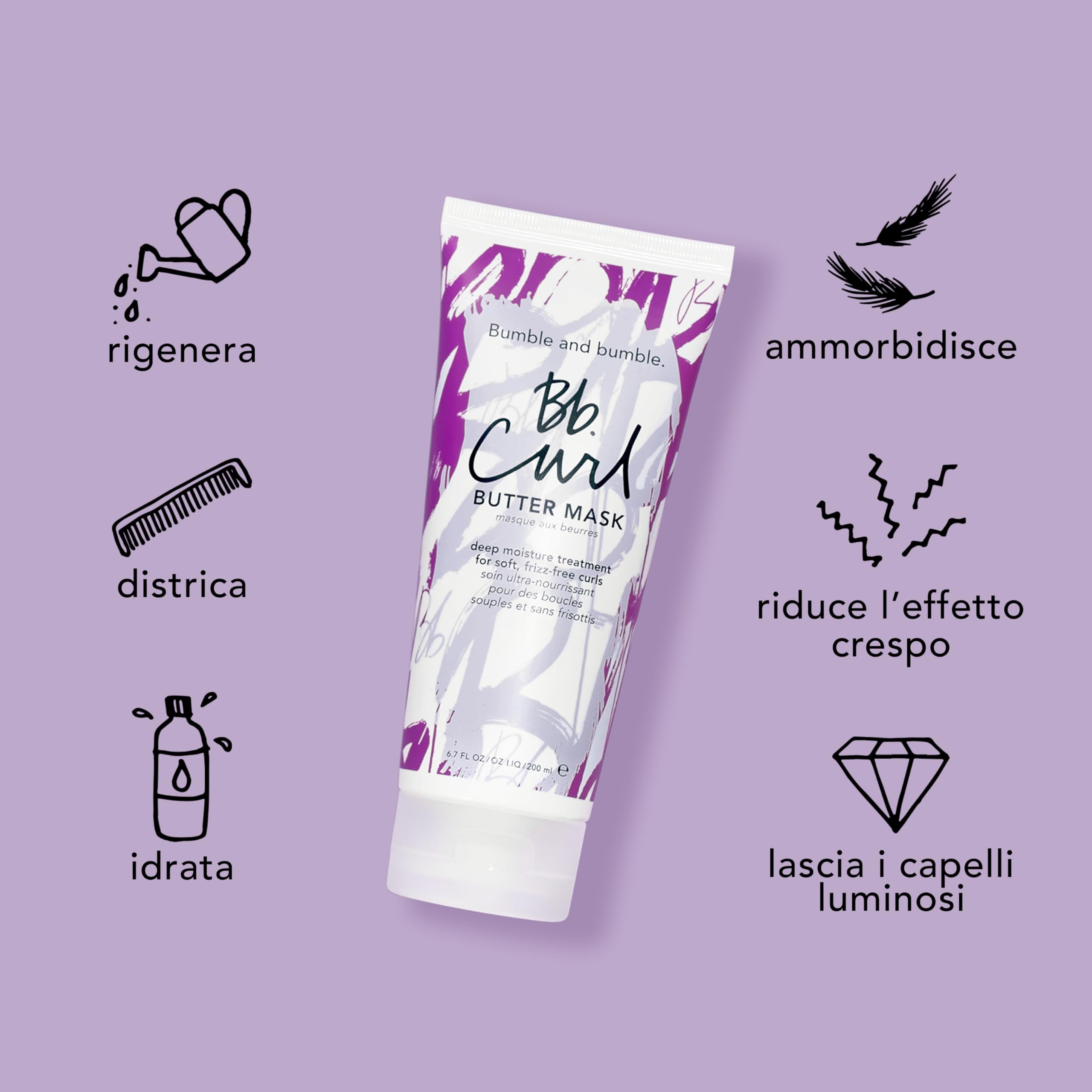 Bumble and bumble. Curl Butter Hair Mask 200 ml | Trattamento di idratazione profonda - Anti-crespo + protezione del colore - Maschera per capelli ricci e mossi - Con oli