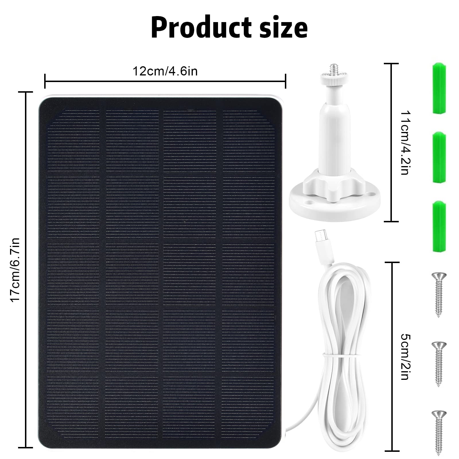 Pannello Solare 3W DEATTI - Per Telecamere Wireless, Impermeabile, Cavo 3m