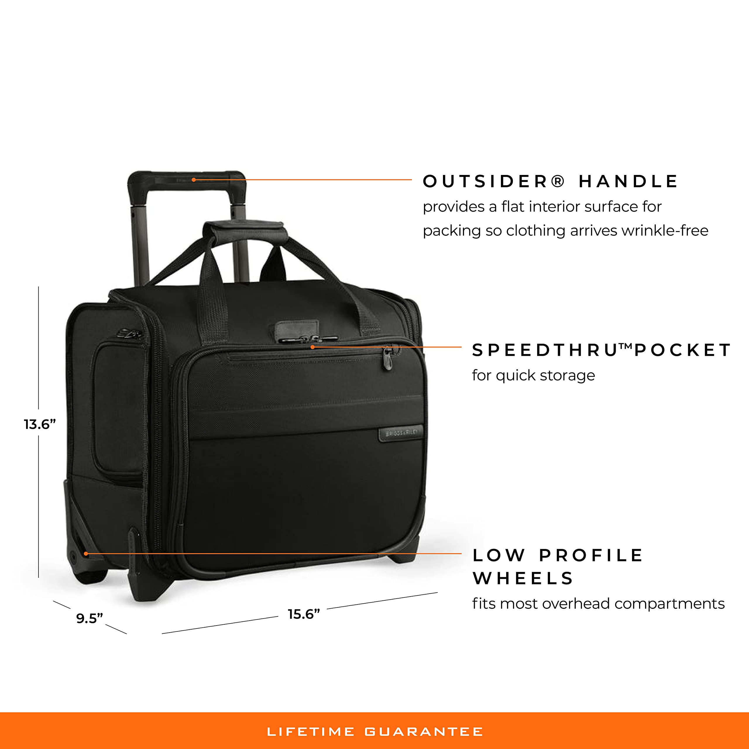 BaselineSoftside Rolling Cabin Upright Bag, Black, Underseater 16Inch