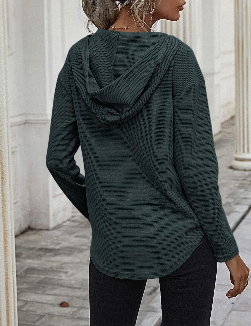 Cuptacc Felpa Donna con Cappuccio 2024 Maglione Scollo A V Autunno Maglia Manica Lunga Camicia Elegante