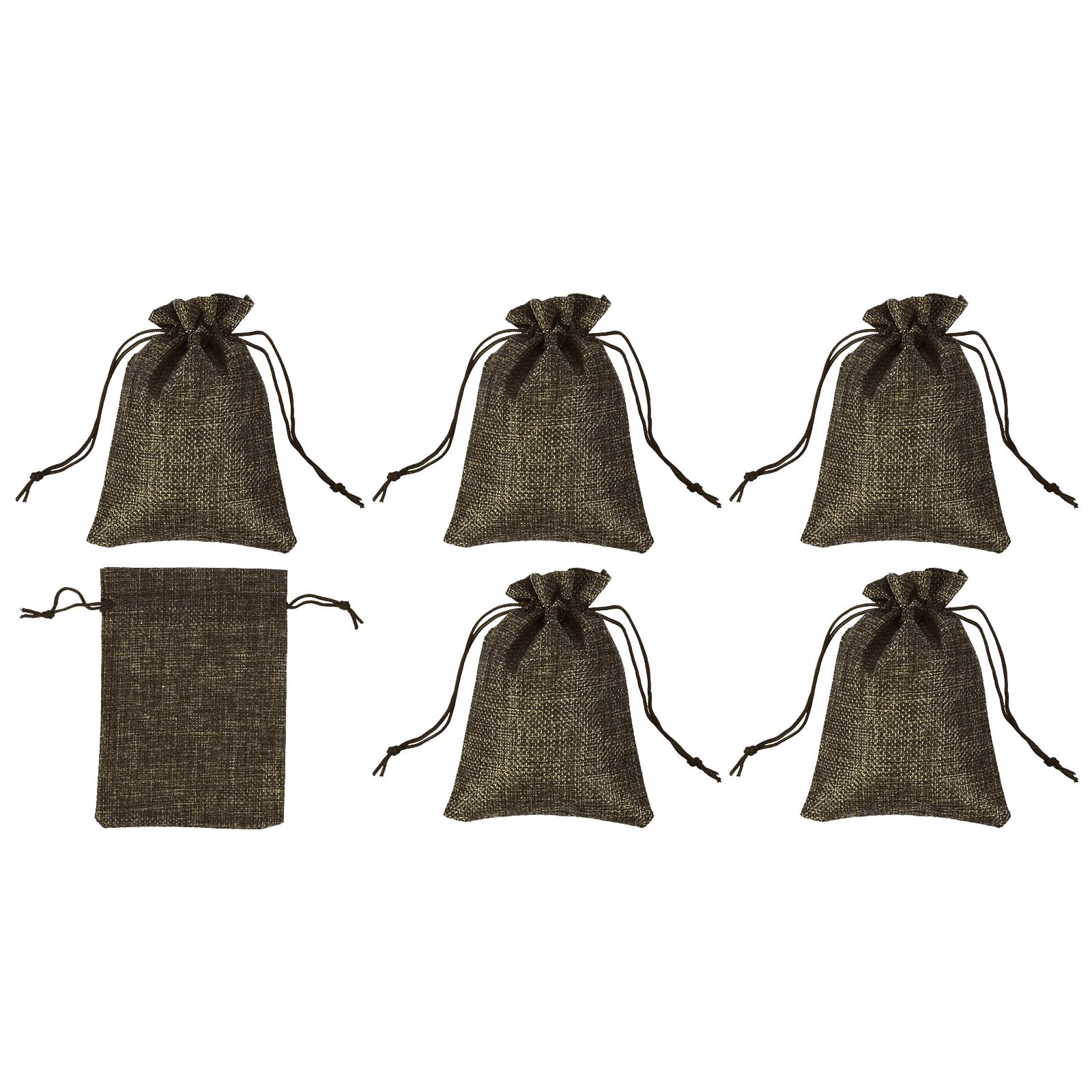 PATIKIL 6"x4" Coin Sacks Bag, 6Pcs Bank Deposit Change Transit Bags with Drawstring Canvas Gift Sacks, Brown