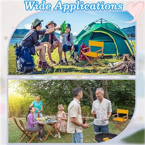 Miniatura 5 de GORGECRAFT Juego de fundas de lona de repuesto para silla de director, color dorado, casual, de tela de poliéster, asiento y respaldo con palo de