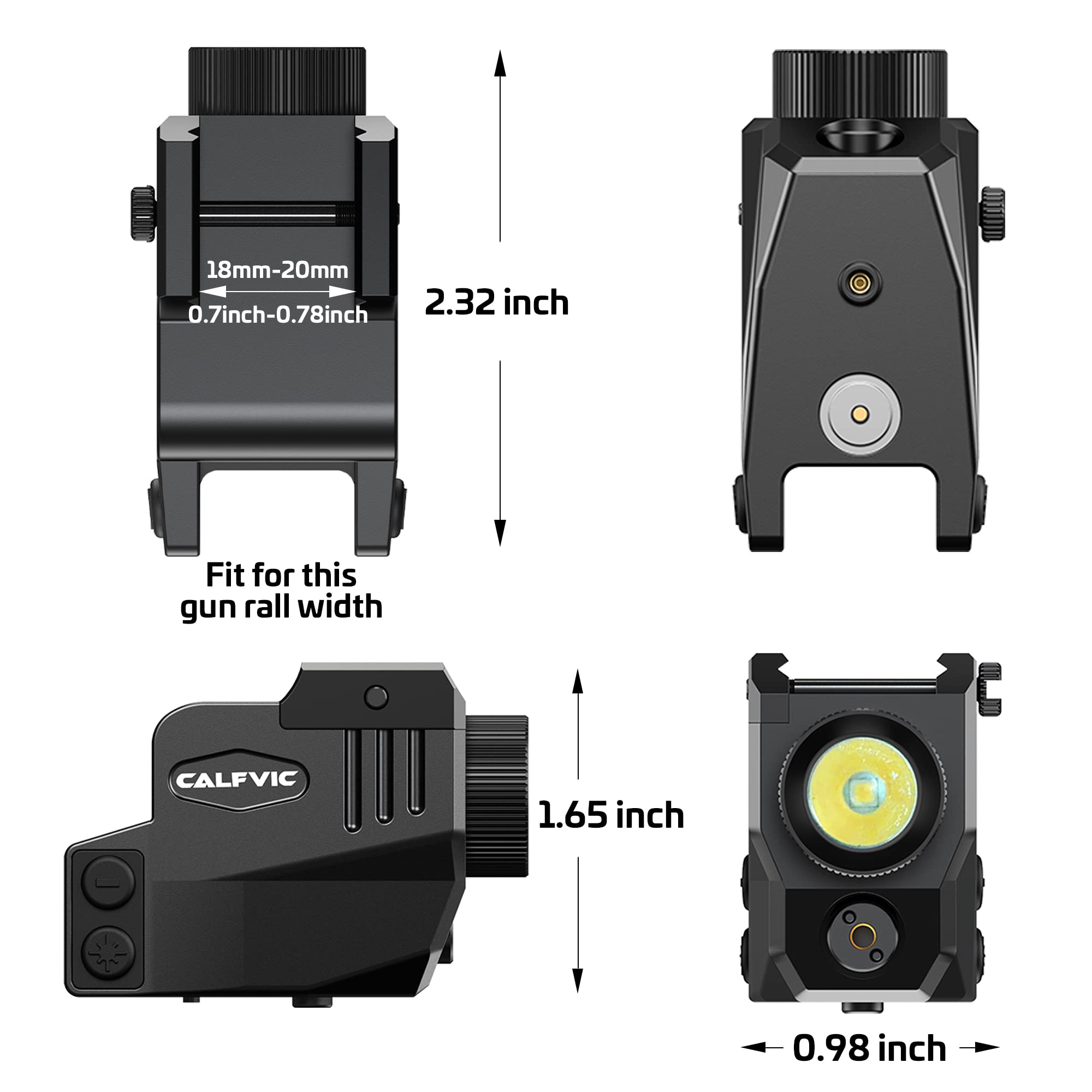 Pistol Light Laser Sight Gun Light Picatinny Weaver Rail with Charging Quick Release
