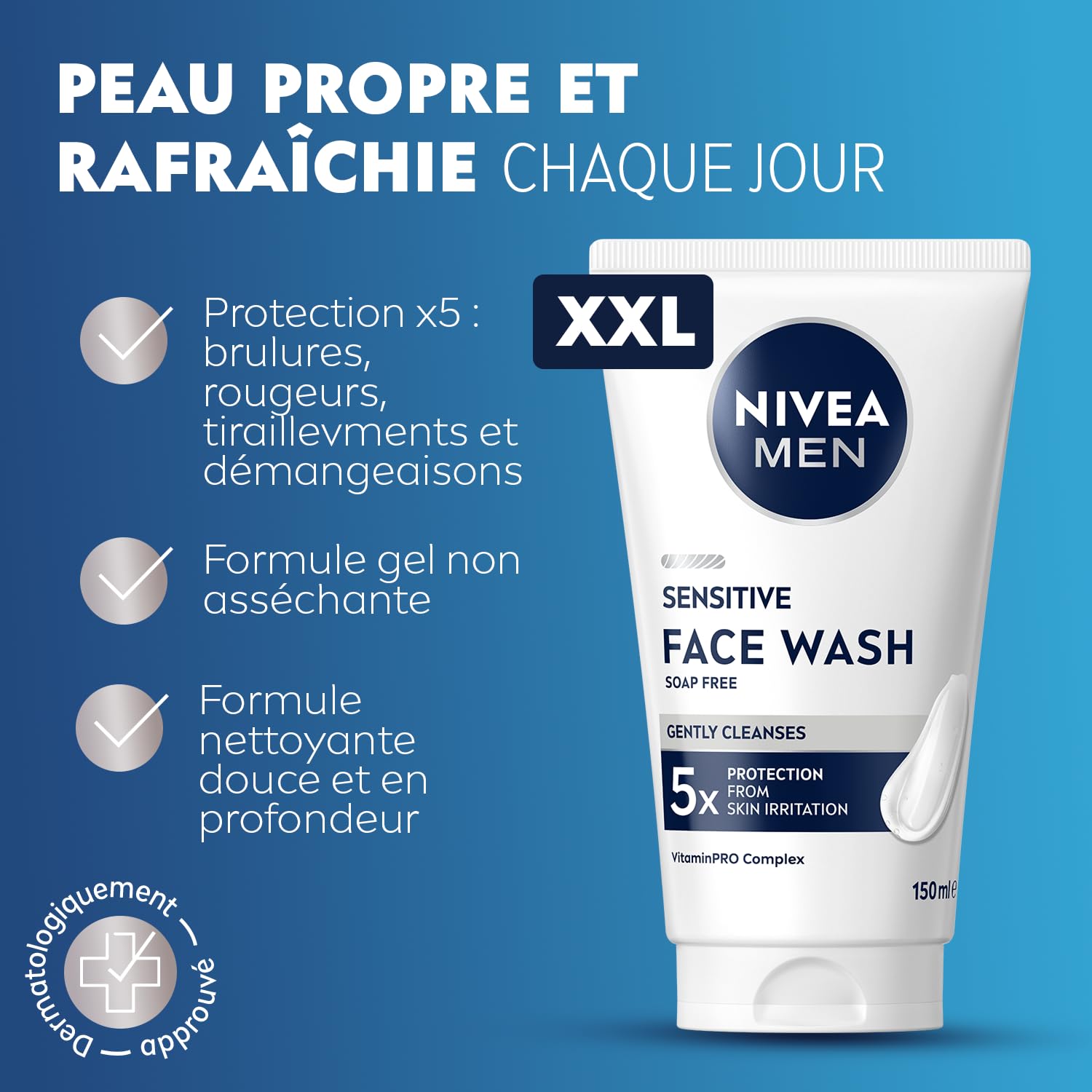 Image secondaire de NIVEA MEN Gel Nettoyant Visage Quotidien XXL - Peau Sensible - 150 ml