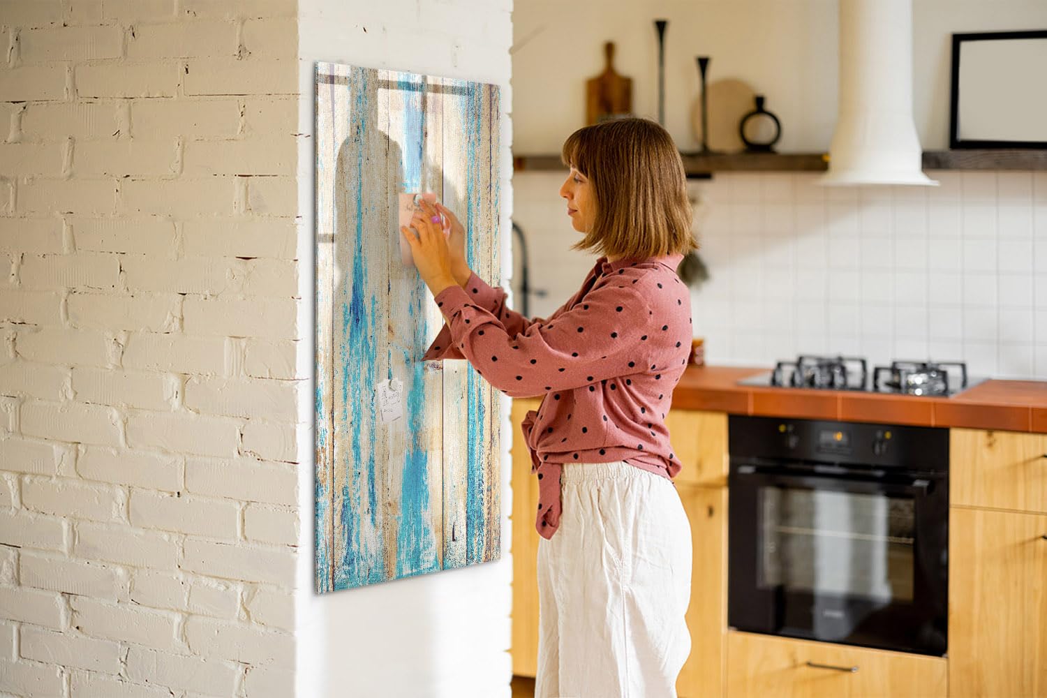 Lavagna in vetro magnetica da parete 60x120 cm | Legno invecchiato