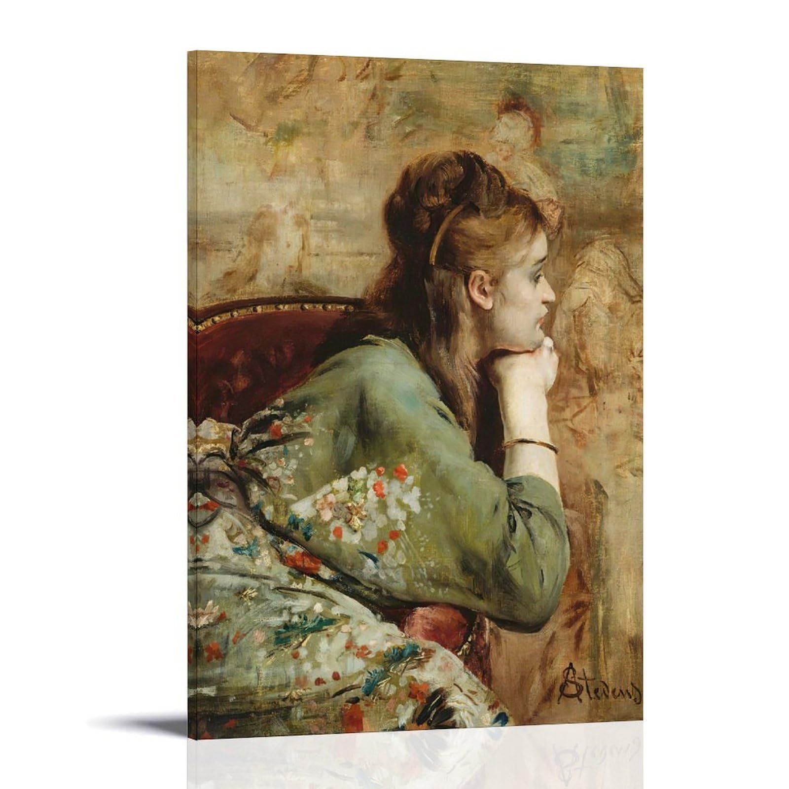 Impression Alfred Stevens Méditation tableau réalisme cadre 60x90cm - 8
