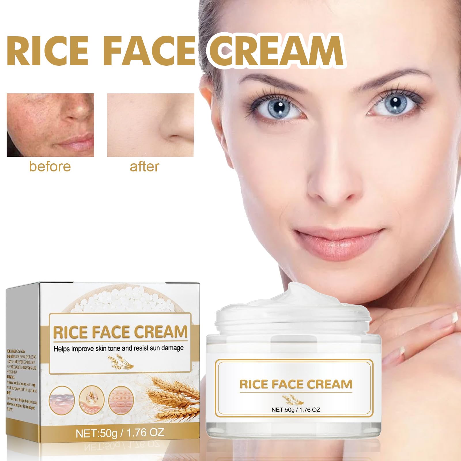 Reiscreme Reis Aufhellung Anti-Aging Gesichtscreme Mildert Falten