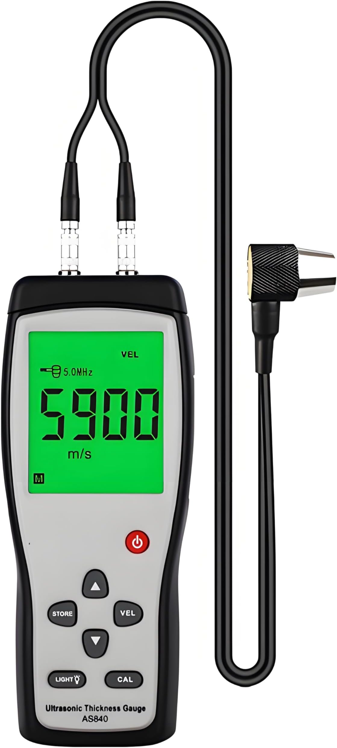 Ultrasonic Metal Thickness Gauge Digital Ultrasonic Thickness Gauge Sound Velocity Meter Metal Depth Tester with Calibration Block&Probe&Box Resolution 0.1 mm