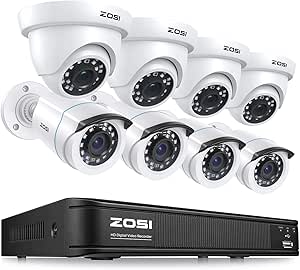 ZOSI H.265+ 1080p Home Security Camera System Indoor Outdoor, 5MP Lite CCTV DVR 8 Channel, 8 x 1080p Weatherproof Surveillance Bullet Dome Camera, Remote Access, Human Vehicle Detect (No Hard Drive) asin的图片