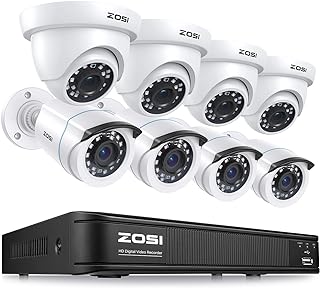 ZOSI 3K 5MP Lite Home Security Camera System with AI Human Vehicle Detection, H.265+ 8CH CCTV DVR and 8 x 1080p Wired Outdoor Indoor Bullet Dome Cameras, Remote Access, Alert Push (No Hard Drive)