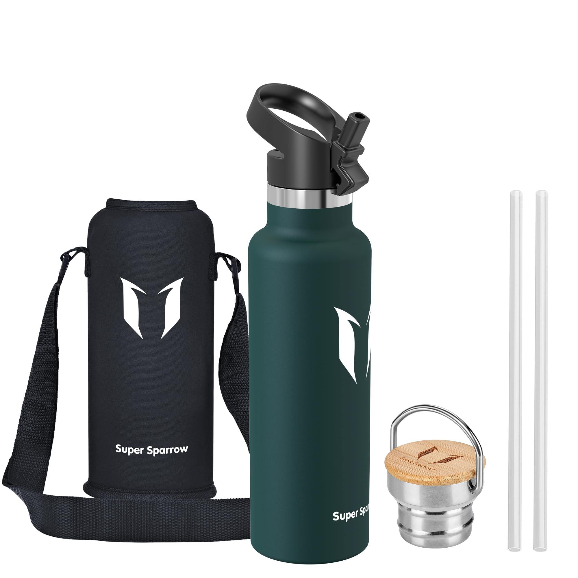 Super Sparrow Borraccia Termica - Bottiglia Termica Senza Perdite - 350ml/500ml/620ml/750ml/1L - Senza BPA Borracce Bambini - Per Scuola, Sport, Campeggio, Palestra, Ciclismo - Con 2 Tappi
