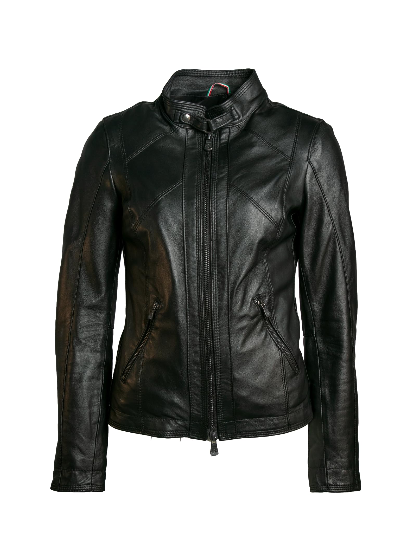 BARONE giubbotto pelle donna nera, giubbotto primaverile donna in vera pelle, giacca di pelle nera Made in Italy giacca moto SOFIA