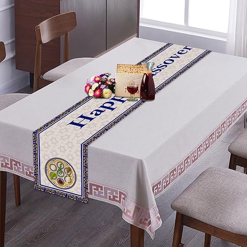 Miniatura 6 de Vohado Camino de mesa de lino feliz Pascua judía fiesta hogar cocina comedor chimenea decoración