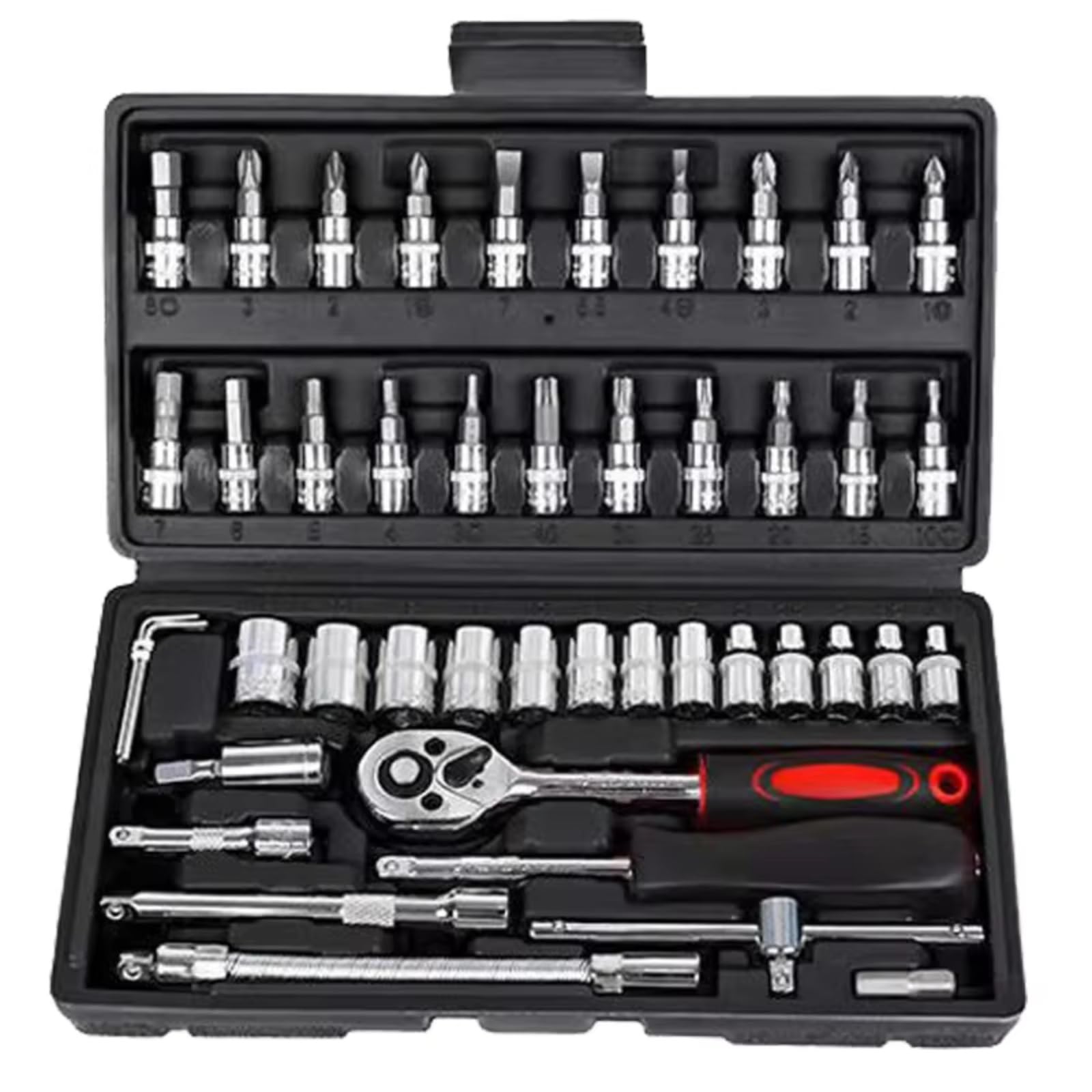 Set attrezzi da officina 46 PC Set Di Utensili Manuali Riparazioni Automobilistiche Cassetta Degli Attrezzi Da Meccanico Cacciavite A Cricchetto Chiave A Bussola 1/4" A Cricchetto