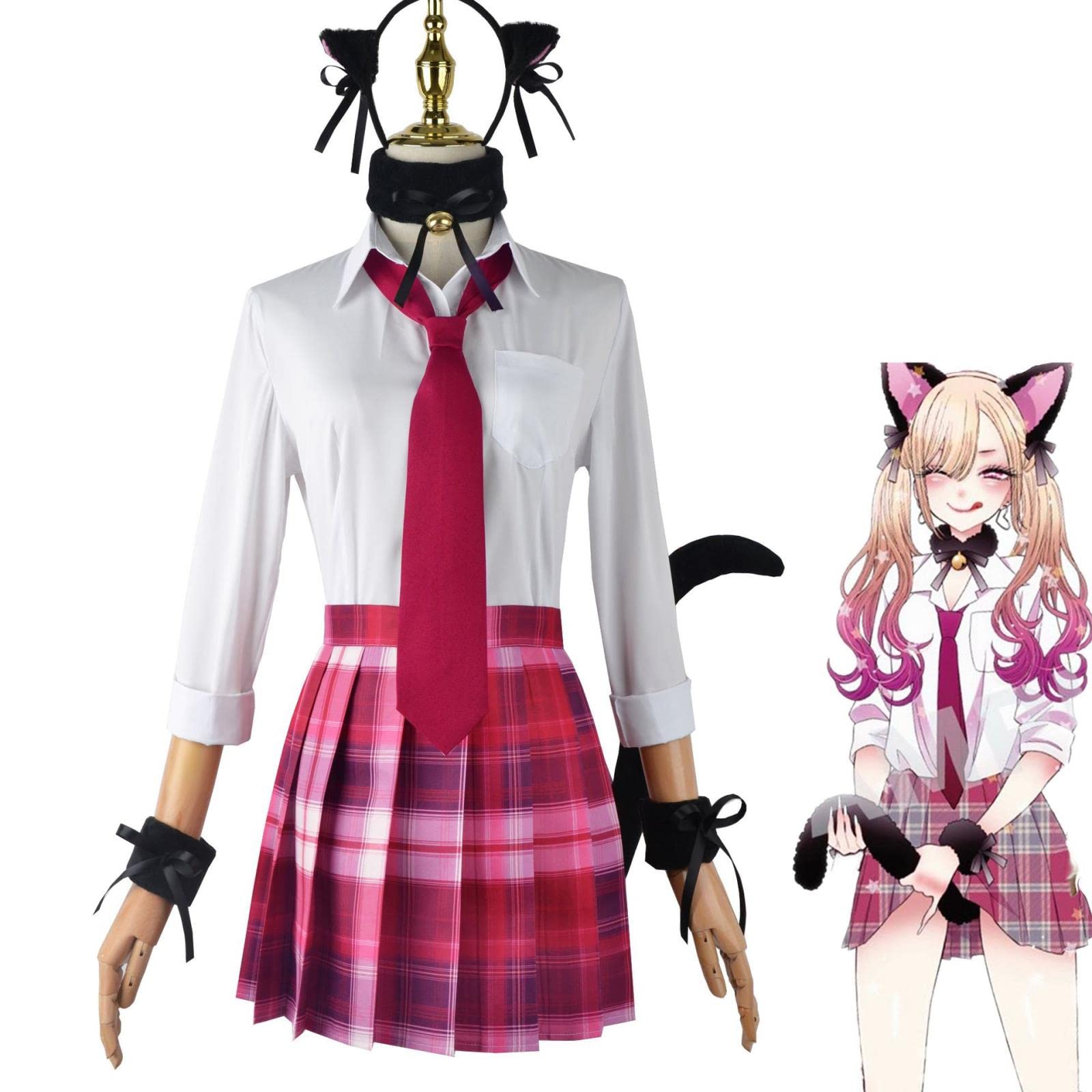 Anime mój strój kochanie Kitagawa Marin Nekomusume komplet kobiety dziewczyna impreza z okazji halloween przebranie na karnawał prezent urodzinowy peruka