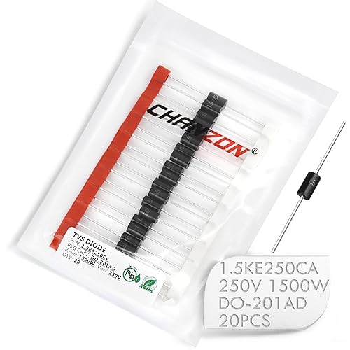 (Paquete de 20 piezas) Chanzon TVS Diodos 1.5KE250CA 1500W 250V DO-201AD (DO-27) Canal bidireccional 1500 vatios 250 voltios