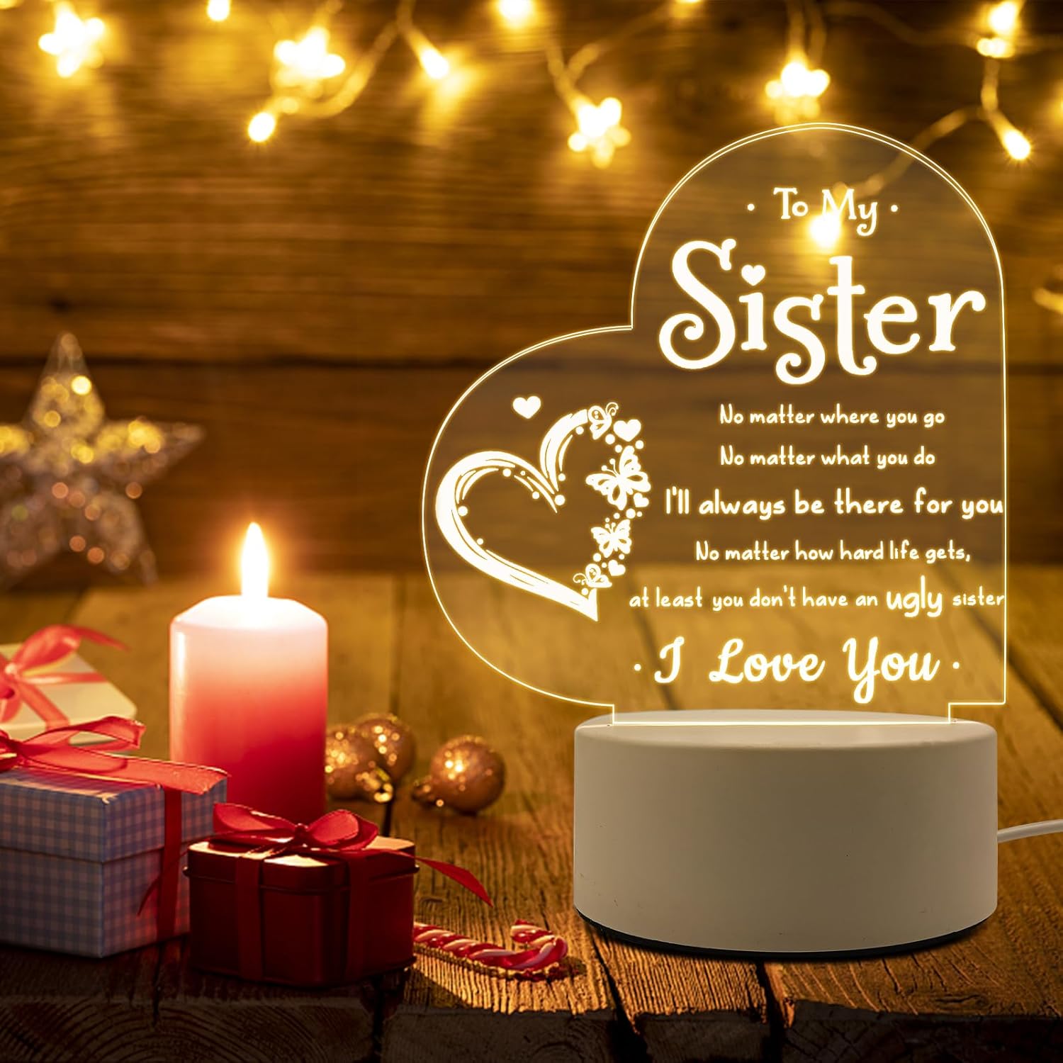 Liberal Brightdeer Mothers Day Gifts for Sister, Acrylic Night Light ...