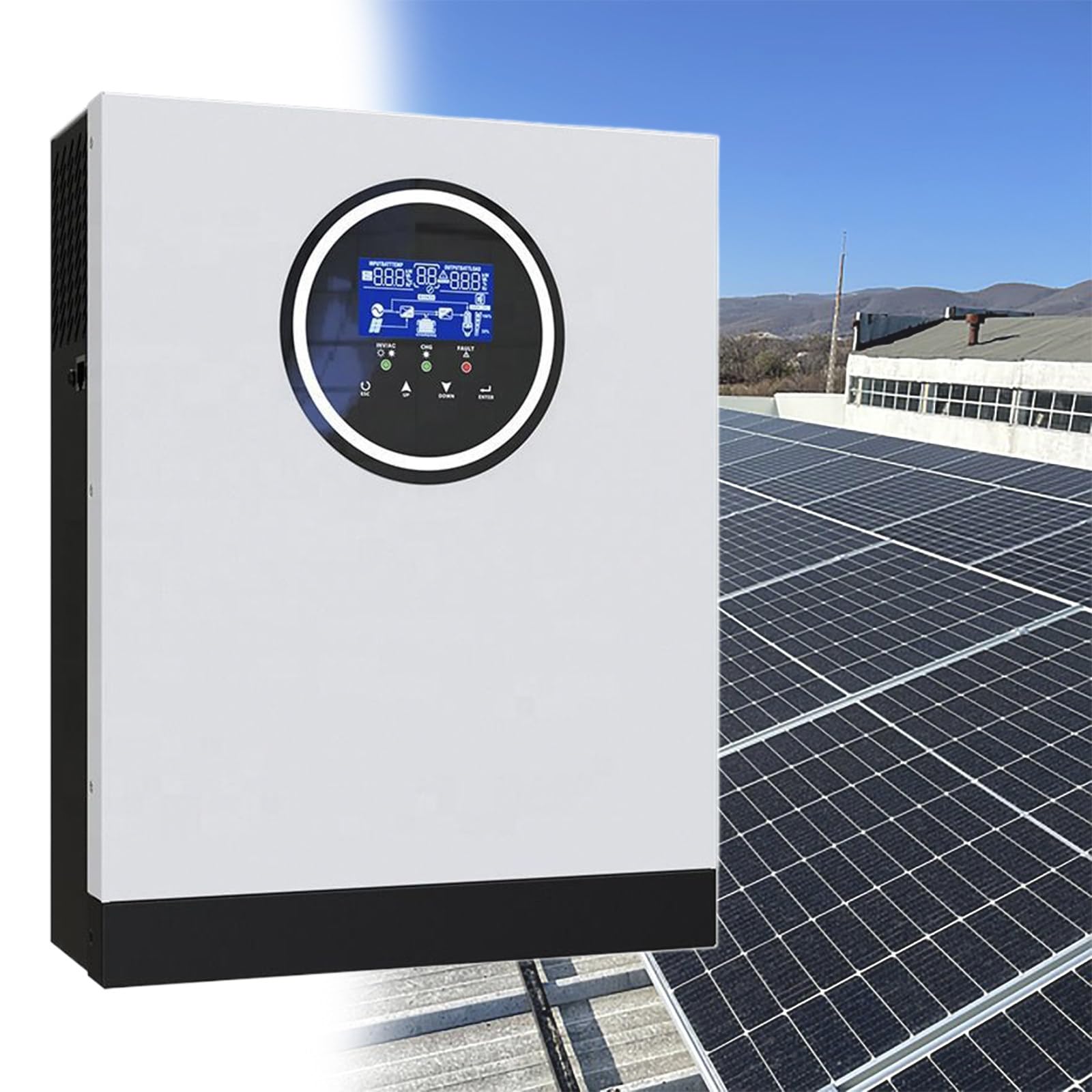 Inverter Solare da 3000 W, da 24 CC a 220 V CA, Inverter a Onda Sinusoidale Pura con Regolatore di Carica Solare MPPT da 80 A, Inverter Ibrido per Case, Camper