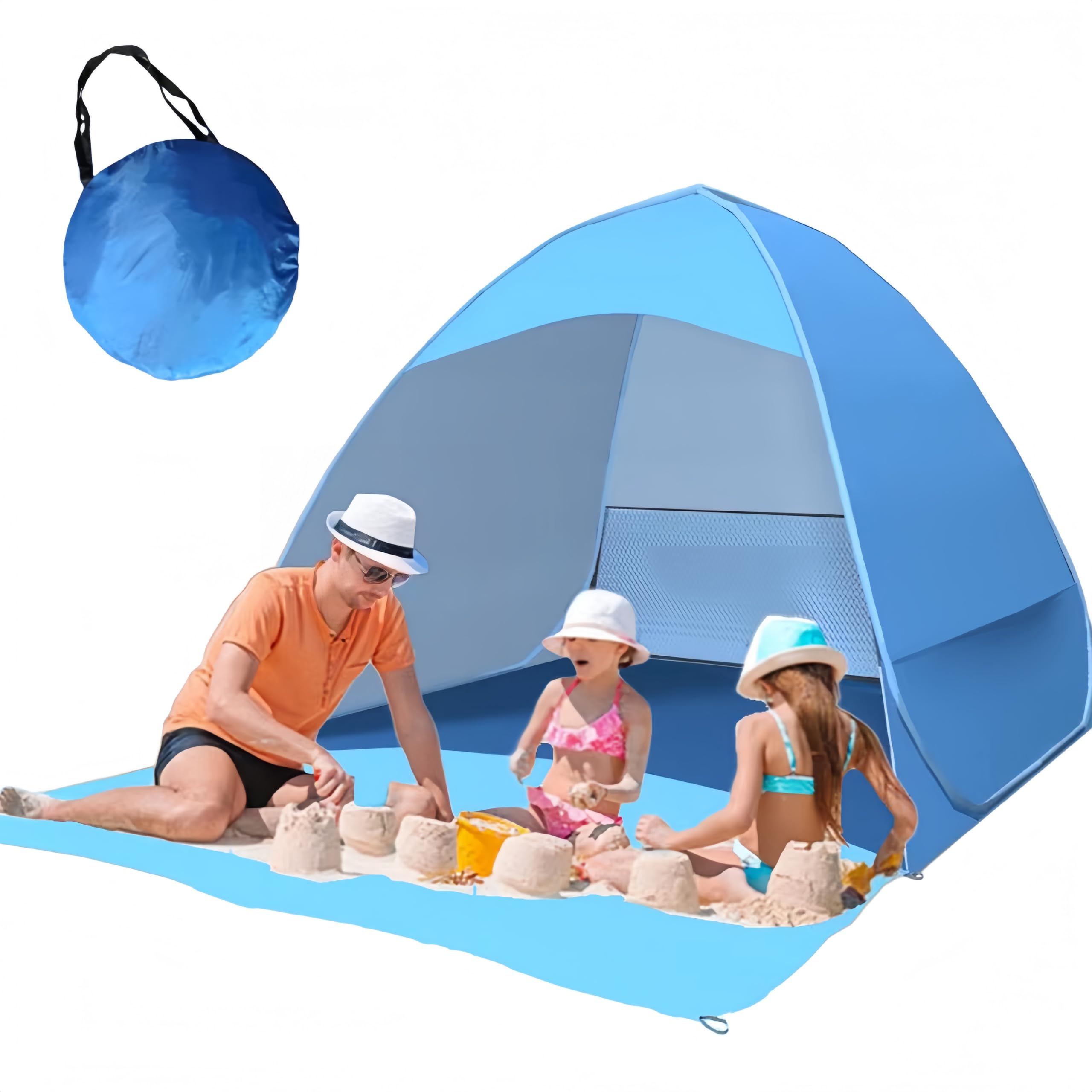 Tienda de campaña desplegable para 3 – 5 Personas, Tienda de campaña de Playa, tamaño Grande, Apertura rápida, protección Solar UV, 200 x 165 x 130 cm (Grande)