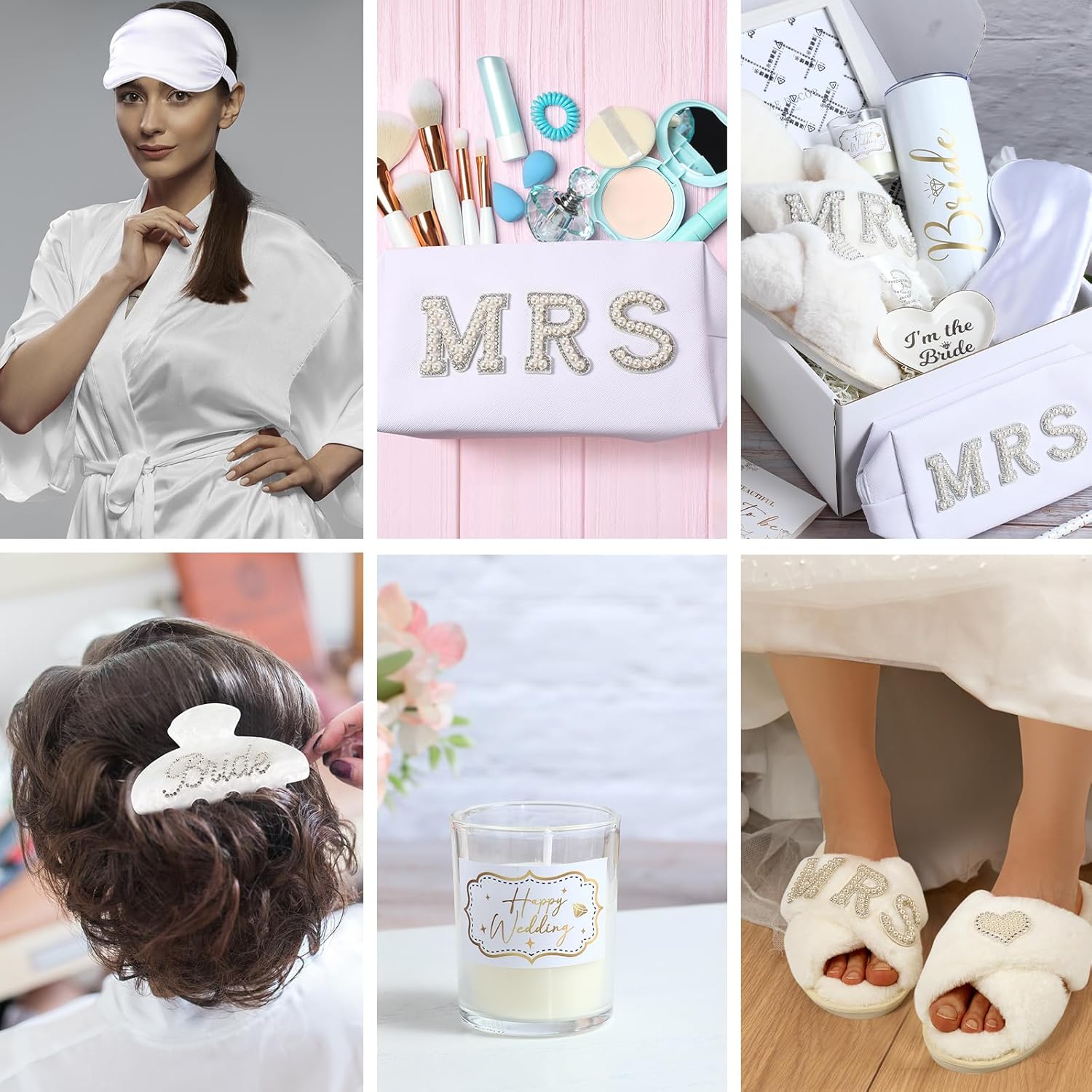 12 Pieces Bride To Be Gifts Set Bride Robe Slippers Hair Clip Cosmetic Bag Bride Gift Box Cup Photo Frame Jewelry Tray Pen Eye Mask Bride Gifts for Wedding Bachelorette Party Bridal Shower