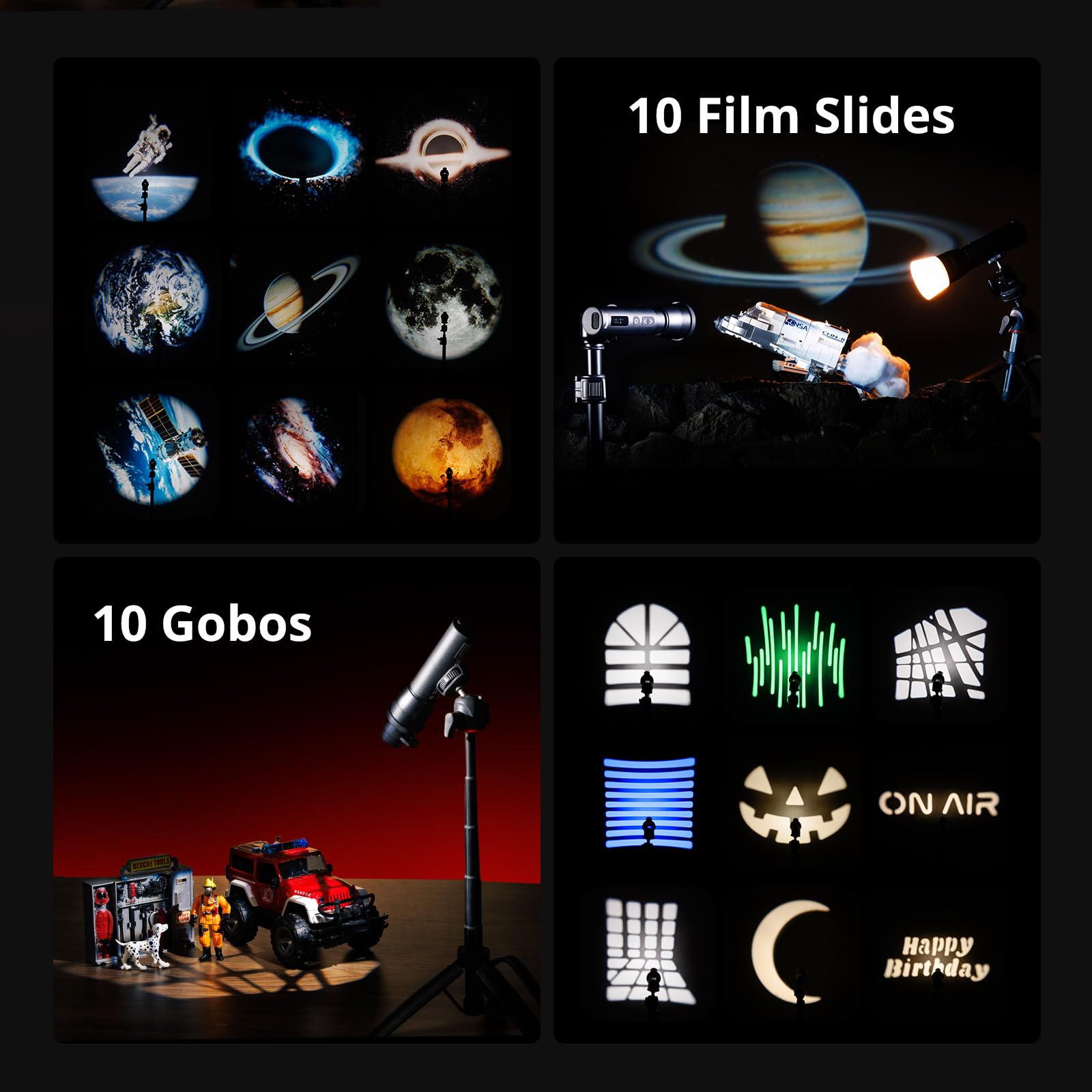 SMALLRIG Linterna LED Portátil RF 05B para Fotografía 1900K-8000K, 2600mAh 5W-8W, Luz de Video Zoom con GOBO, Filtros, Barndoor, Spotlight, Snoot, Difusor, IP65-6137 - 5