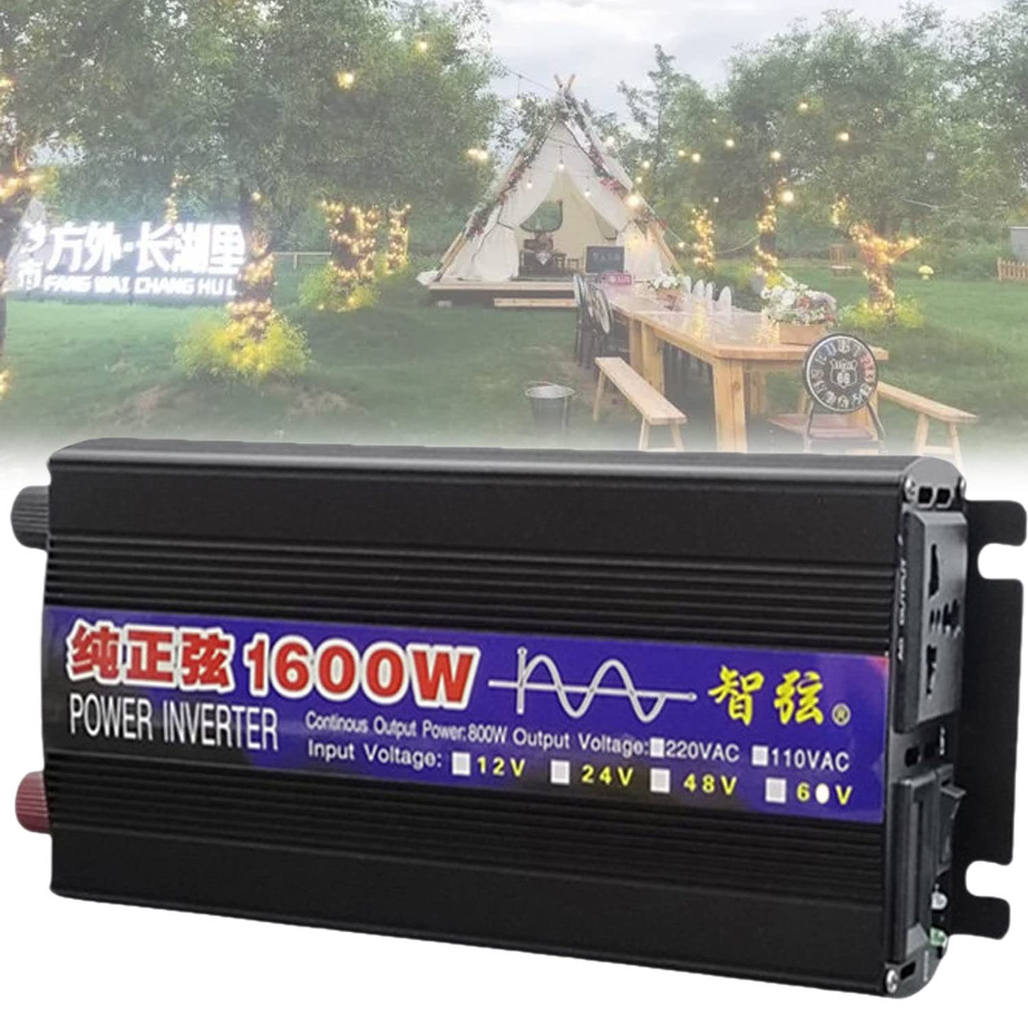 przetwornica napięcia sinusoidalnego DC 12V 24V 48V 60V na AC 110V 230V falownik sinusoidalny 1000W/2000W/3000W/4000W/5000W/6000W/8000W, konwerter samochodowy, adapter sieciowy,1600W-24Vto220V
