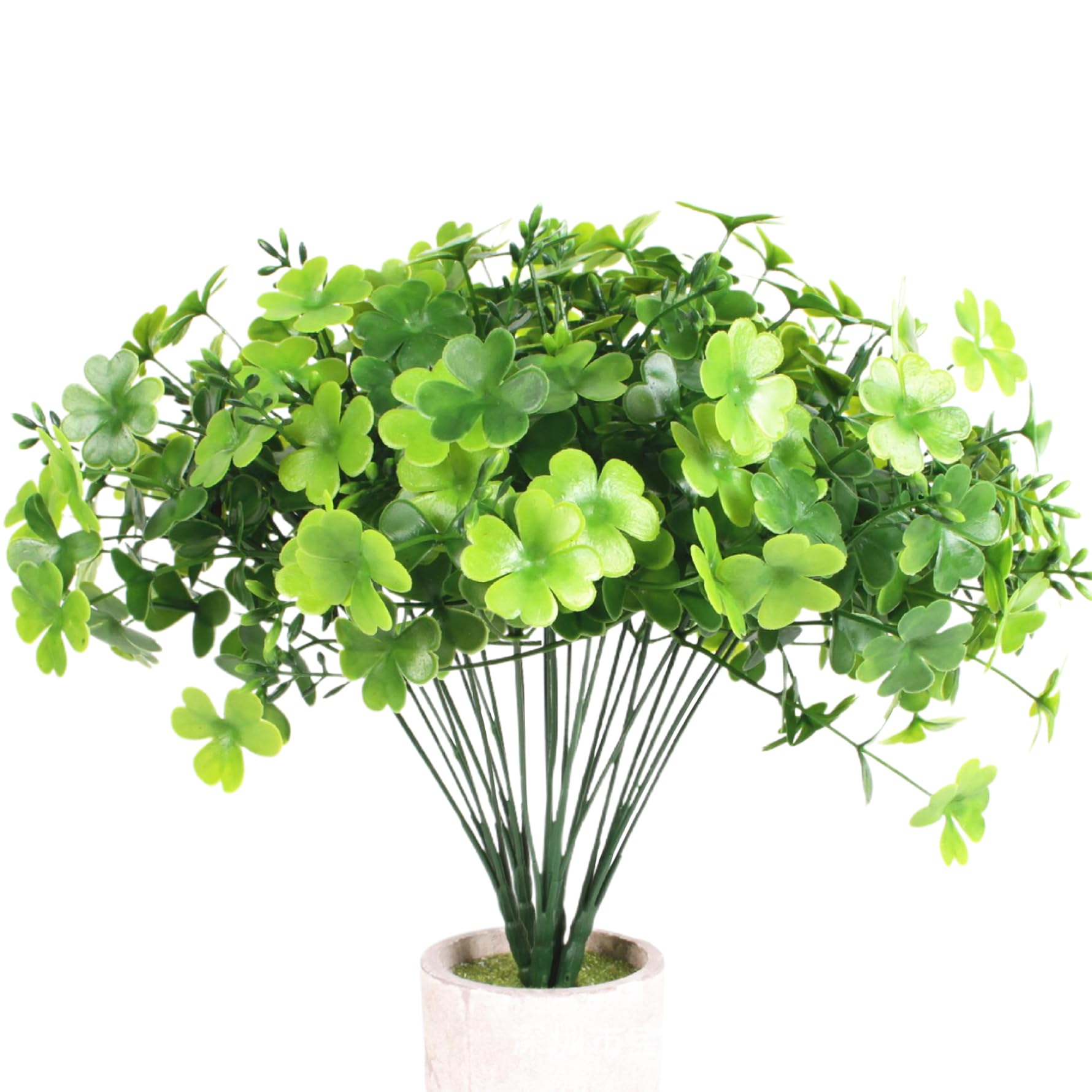Hperu 5Pcs Artificial Plants, Realistic Silk Flower Bush Faux Shamrock Plant for Front Porch Walkway Patio and Garden
