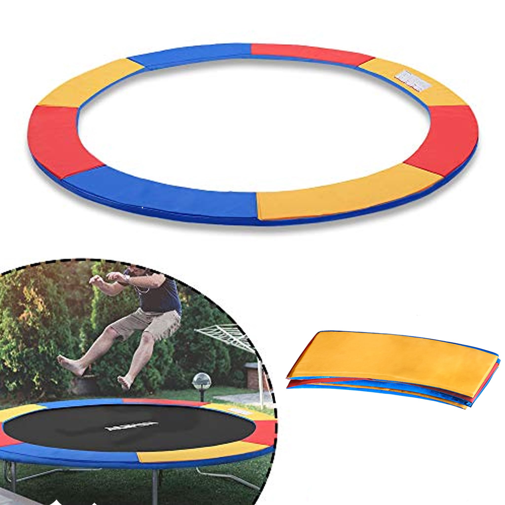LZQ Trampolin Randabdeckung, Federabdeckung aus PVC PE für Trampolin Ø 305 cm, Randschutz, Sicherheitsmatte, UV-resistent, reißfestes Trampolinzubehör, 30cm Breit, Dreifarbig