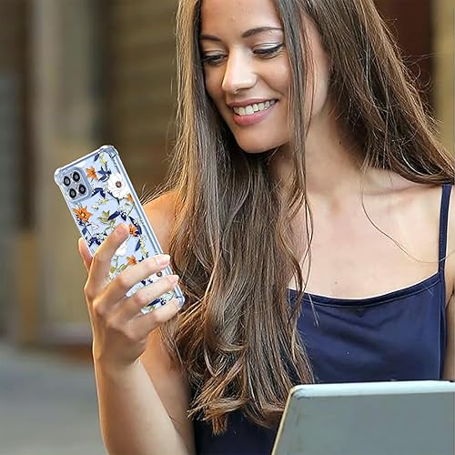 Miniatura 5 de Funda para Galaxy M53 Samsung M53 transparente con patrón de flores de poliuretano termoplástico suave, a prueba de golpes, antiarañazos, funda