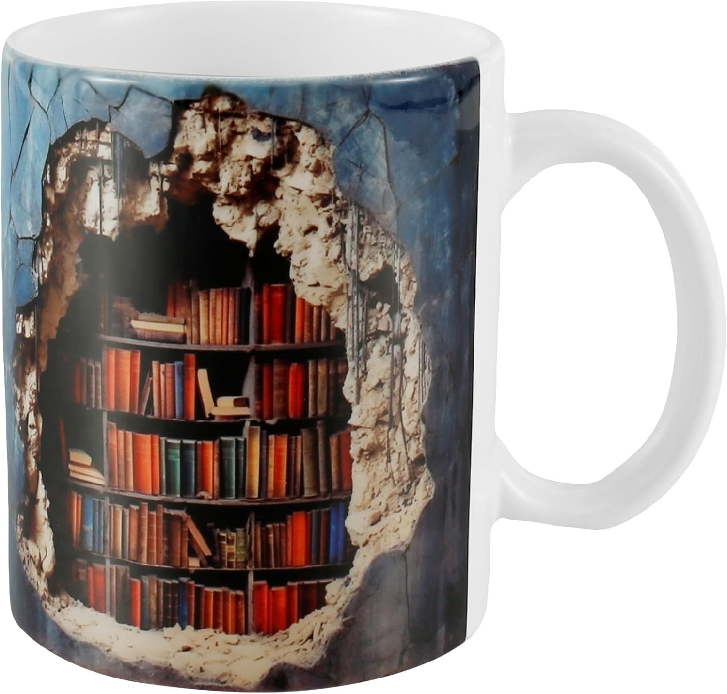 3D Bookshelf Mug, Creative Design Bookshelf Coffee Mug, Ceramic 3D