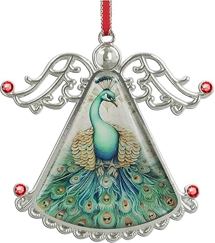 Miniatura 9 de XUTAI Ángel de árbol de Navidad con flor de cerezo colgante de vidrio, colgante de vidrio de ángel para decoración navideña