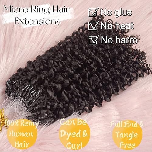 Miniatura 2 de Niawigs - Extensiones de cabello humano rizado 4A 4B para mujeres negras, 100 % cabello humano brasileño, 100 hebras, 3.00 oz por paquete (negro