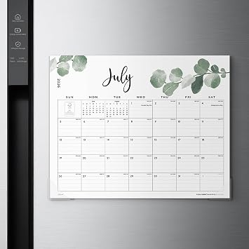Cabbrix Magnetic Calendar for Refrigerator 2026, Monthly Fridge Calendar Magnet Covering July 2026 to December 2027, 15 x 12 inch, Aesthetic Greenery Design, Easy Organizing