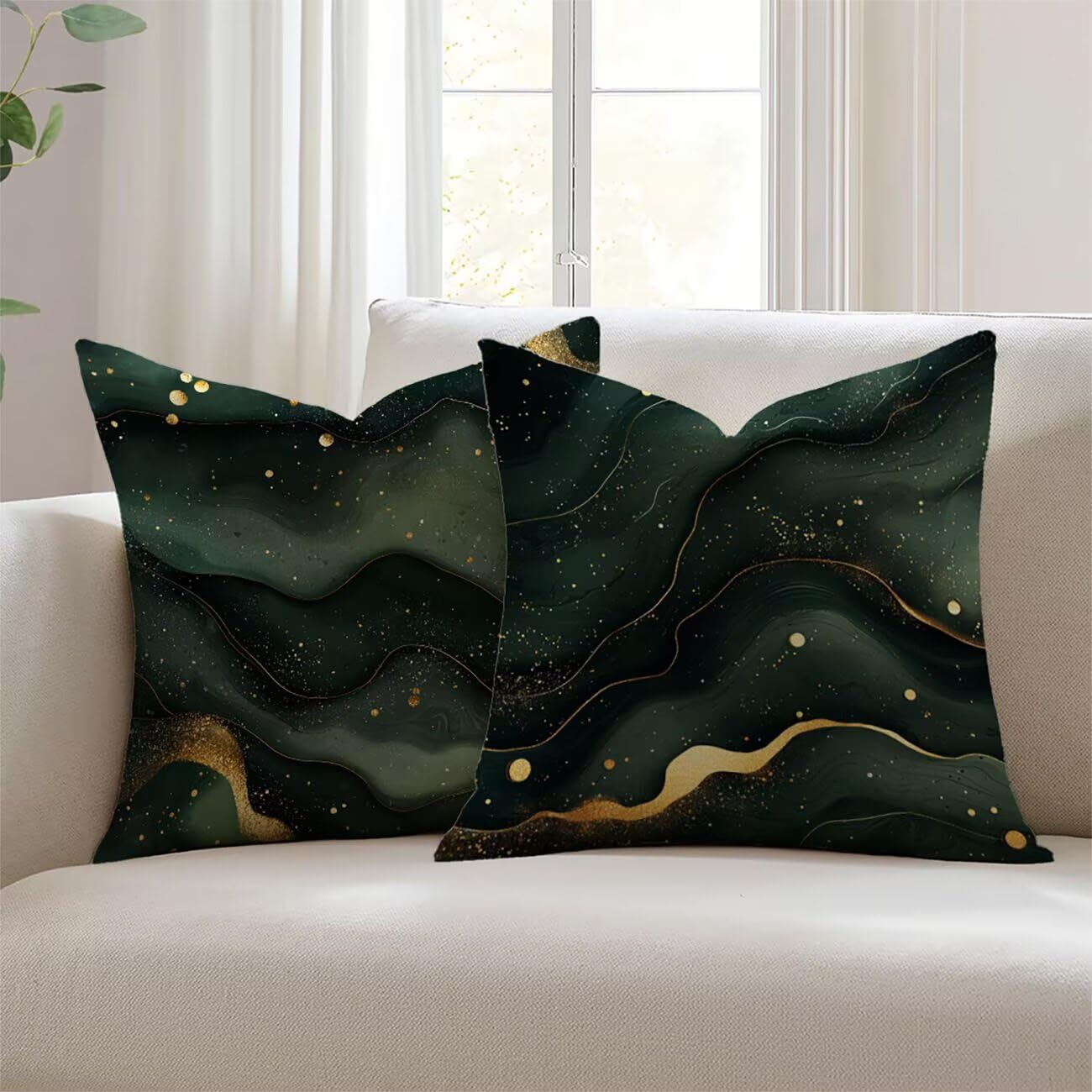 Housse de coussin 55x55cm bleu lin imperméable lot de 2