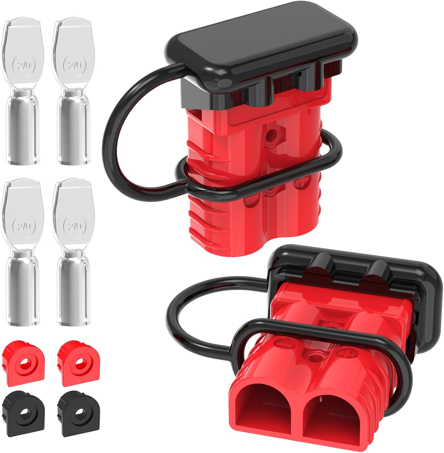 Anderson Connector, 175AMP 2-4 Gauge Battery Quick Connect 12V-36V Anderson Plug Battery Cable Quick Connect Disconnect Plug Winch Wiring Kit for Cable RV Truck Winch(2 Pack) Red