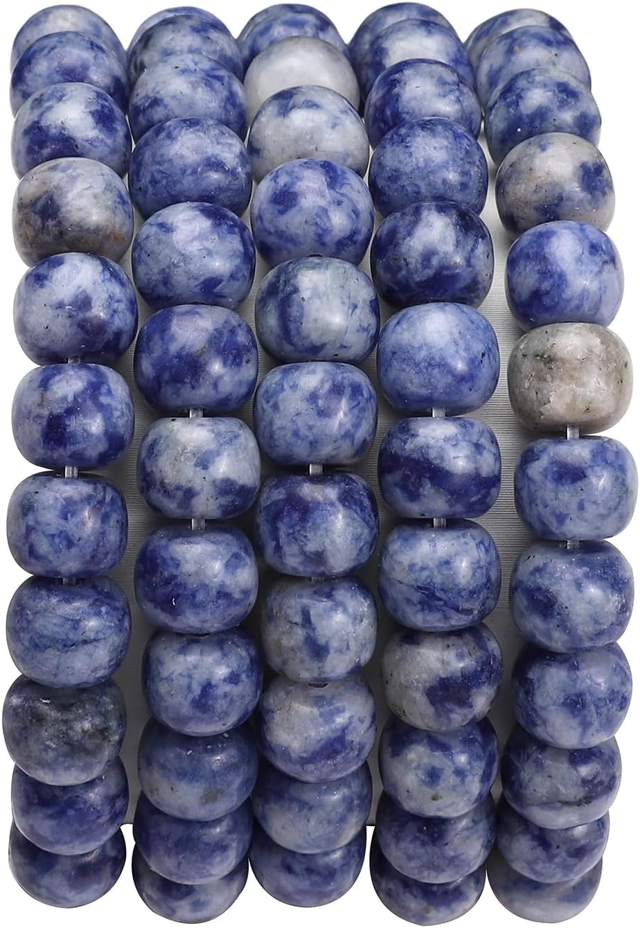Natural Blue Sodalite Flat Cut Round Drum Stone 8mmx7mm Loose Semi Gemstone Beads for Jewelry Making 38cm