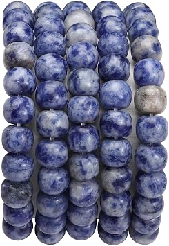 BEADIA Natural Blue Sodalite Flat Cut Round Drum Stone 8mmx7mm Loose Semi Gemstone Beads for Jewelry Making 38cm