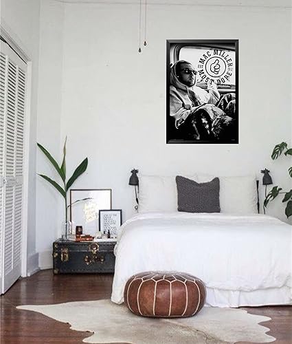 Miniatura 2 de Buyartforless FRAMED Mac Miller - Póster de arte musical de 36 x 24 pulgadas, color negro, blanco, gris