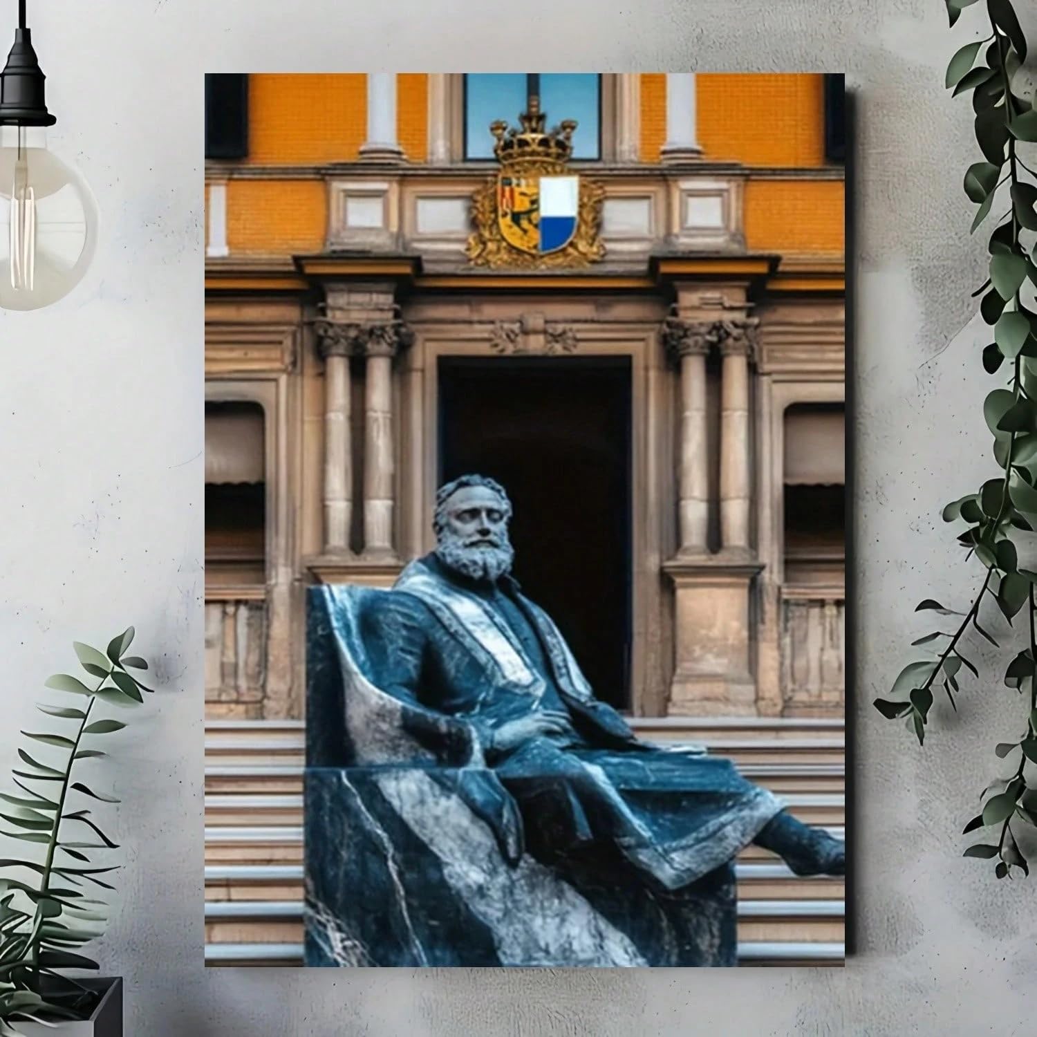 VCBNUGH Decorazione murale con scultura, stampa su tela di statua, stampa su tela, decorazione per camera da letto/soggiorno (50x70 cm/con cornice)