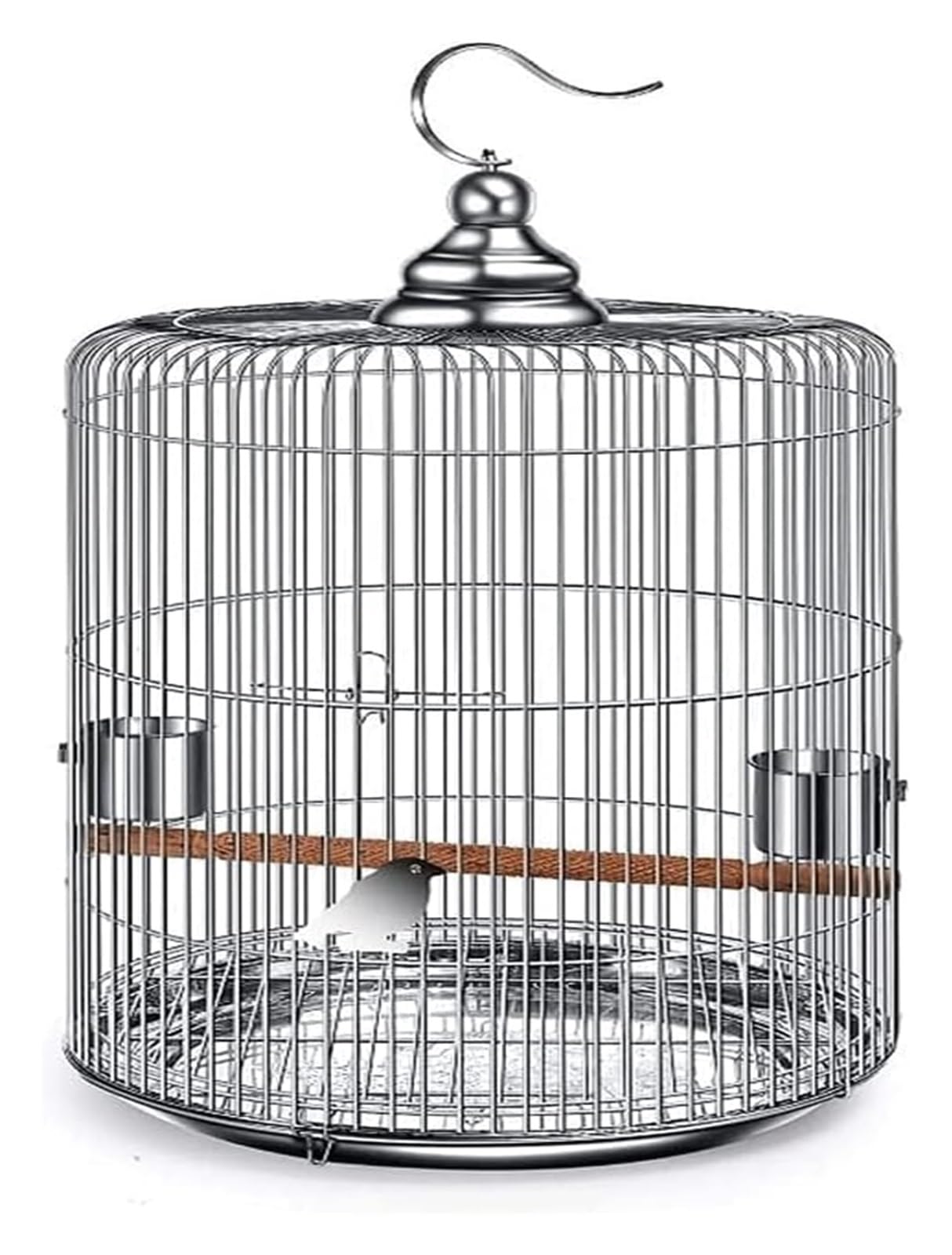 Ptak klatkowy okrągłe ptaki kutego żelaza Kanał Bird Kagagla Duża stal ze stali nierdzewnej klatka ptaków przenośne ptaki dla ptaków proste ptaki na zewnątrz (30 cm/11,8 cali)