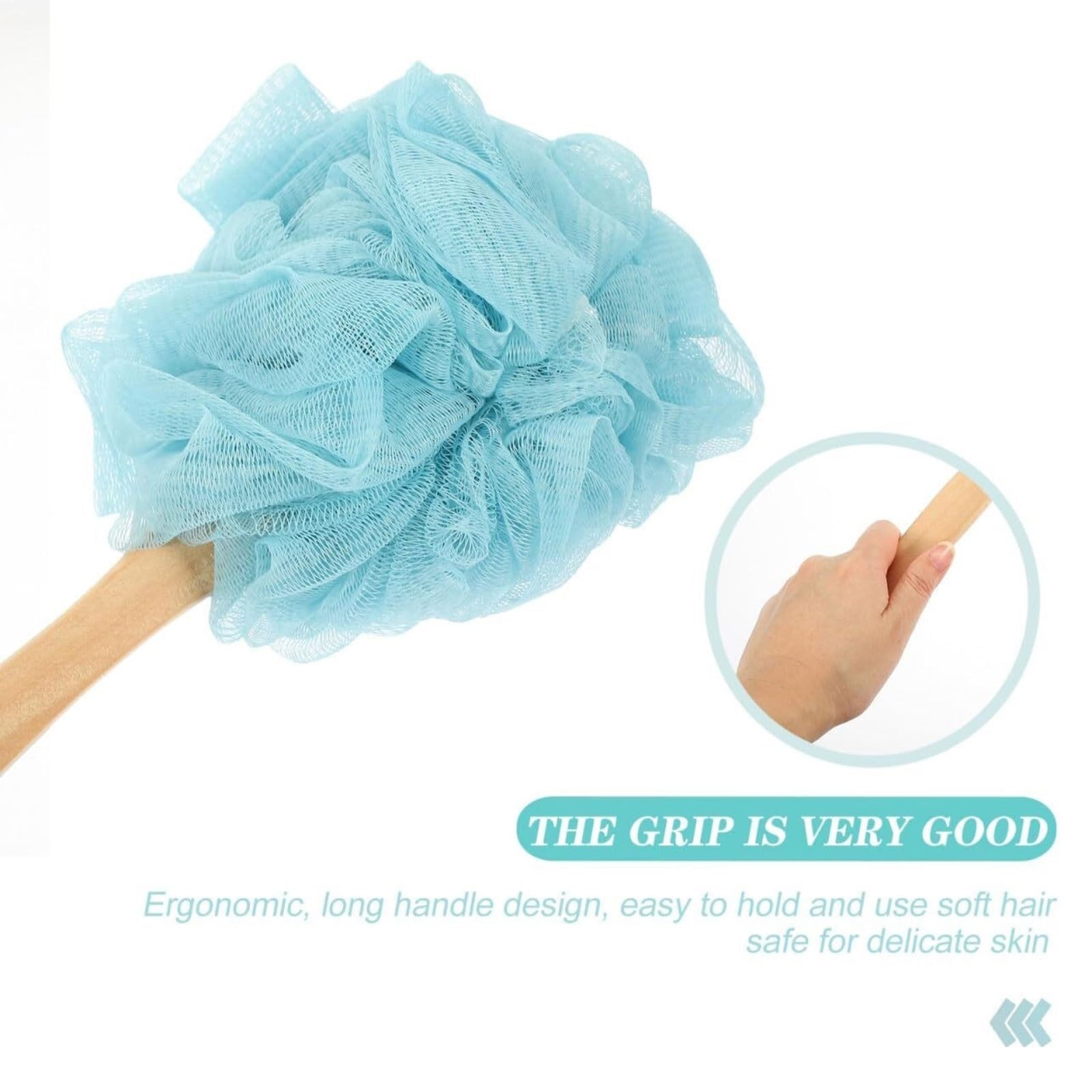 Ergonomía Frotador de espalda de madera for montaje en pared de la Ducha, cepillo de ducha con mango largo, puede producir espuma rica for hombres y mujeres mayores fácil de espumar