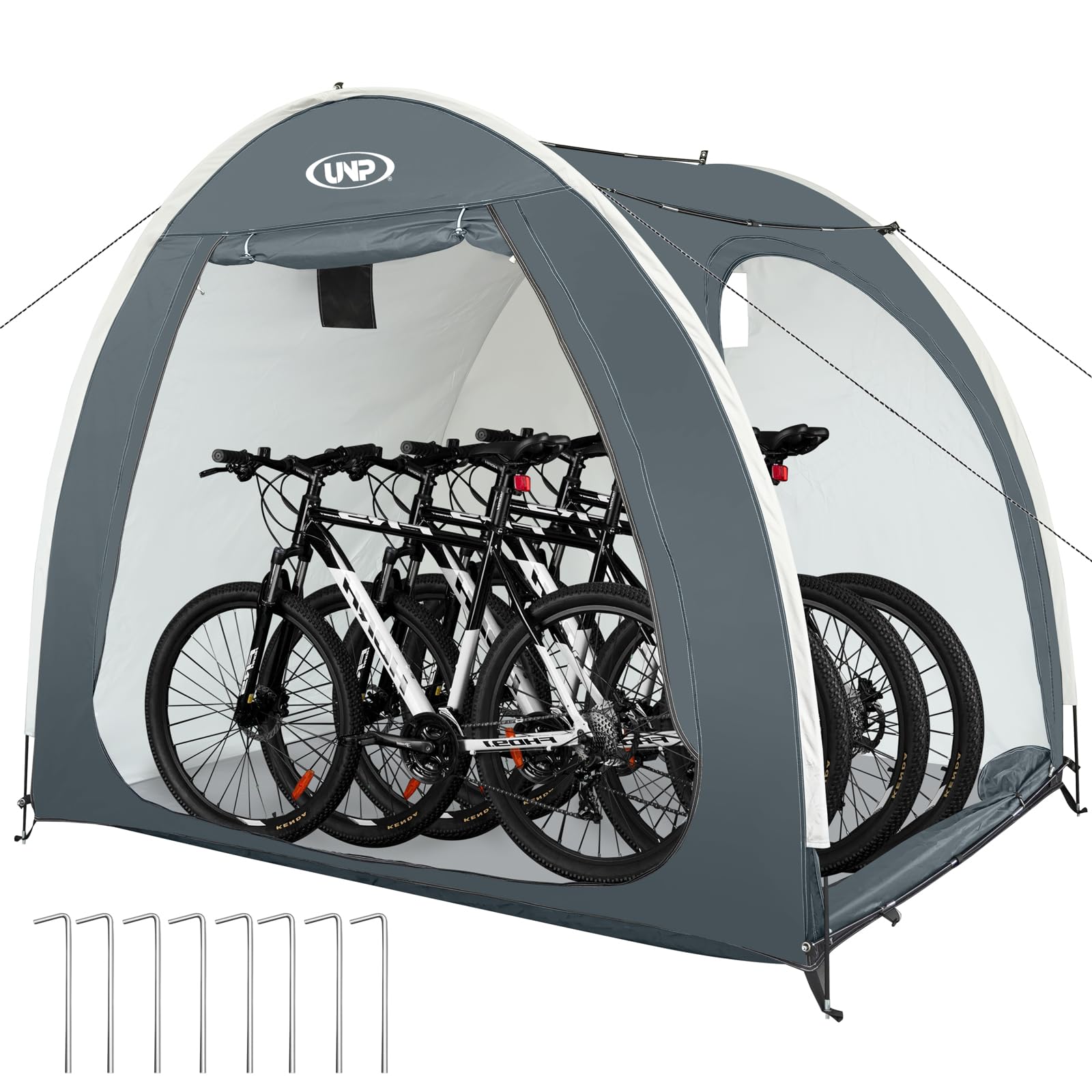UNP Tenda per capanno per biciclette, portatile, per esterni, con tessuto Oxford 210D spesso PU4000, impermeabile per 1/2/3/4 biciclette, copertura per biciclette, tosaerba, attrezzi da giardino