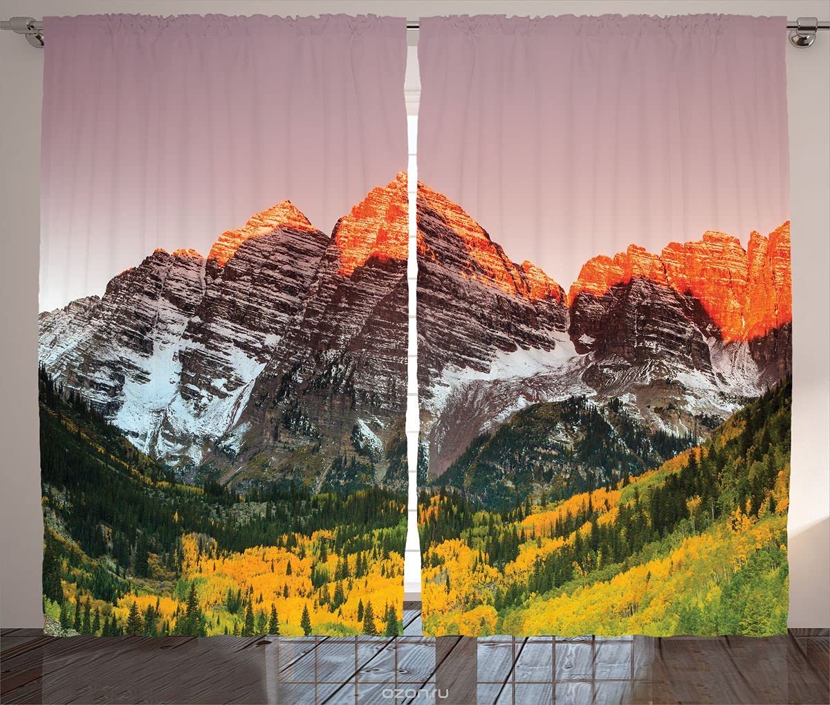 S28 3D Mountain Scenery Digital Printed Polyester Fabric Curtains for Bed Room Kids Room Living Room Color Brown Window/Door/Long Door (D.N.516) (4 x 7 Feet (Size ; 48 x 84 Inch) Door, 1)-image-26