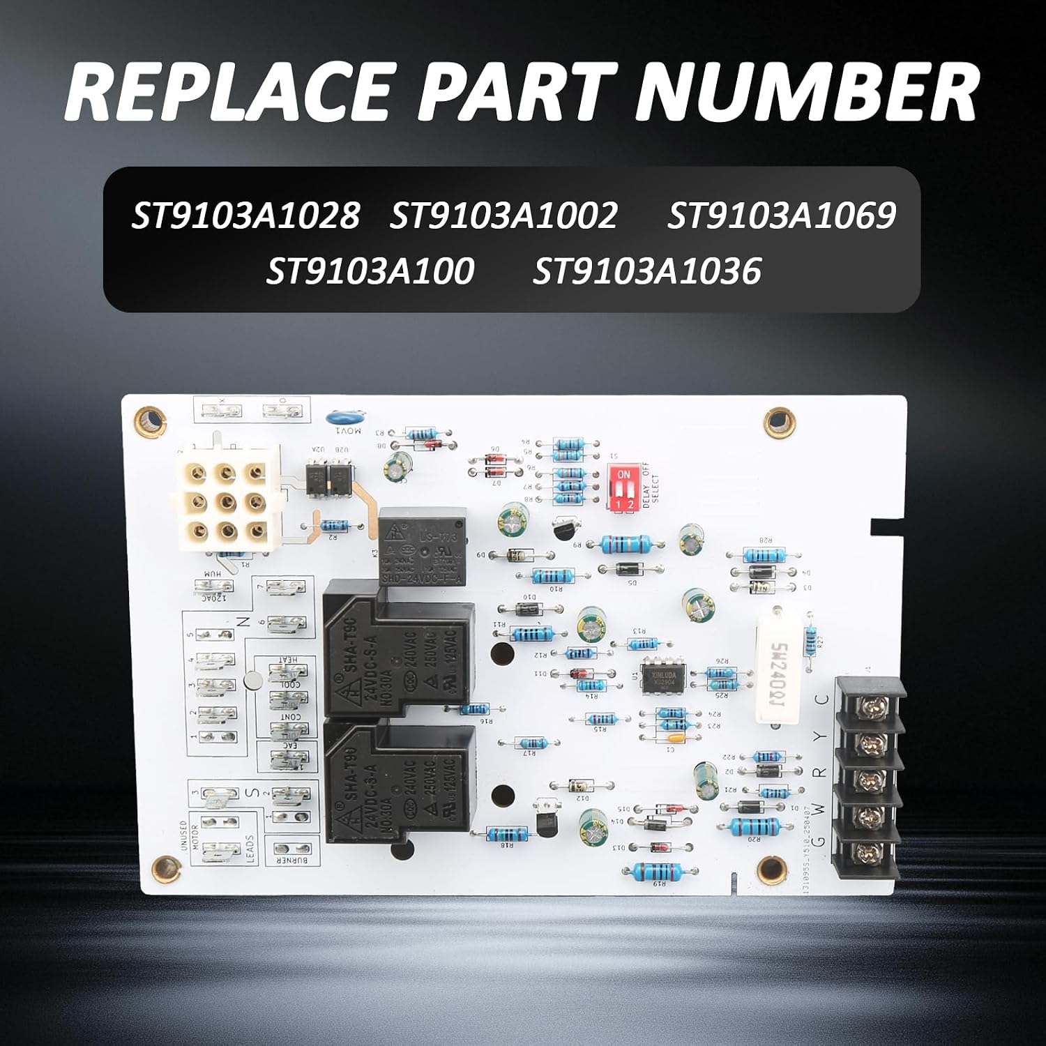 ST9103A1002 Oil Furnace Fan Timer Control Board, Replacement for Honeywell Resideo Carrier Bryant Payne, HVAC Furnace Control Board Replaces ST9103A1028 ST9103A1036 ST9103A1069