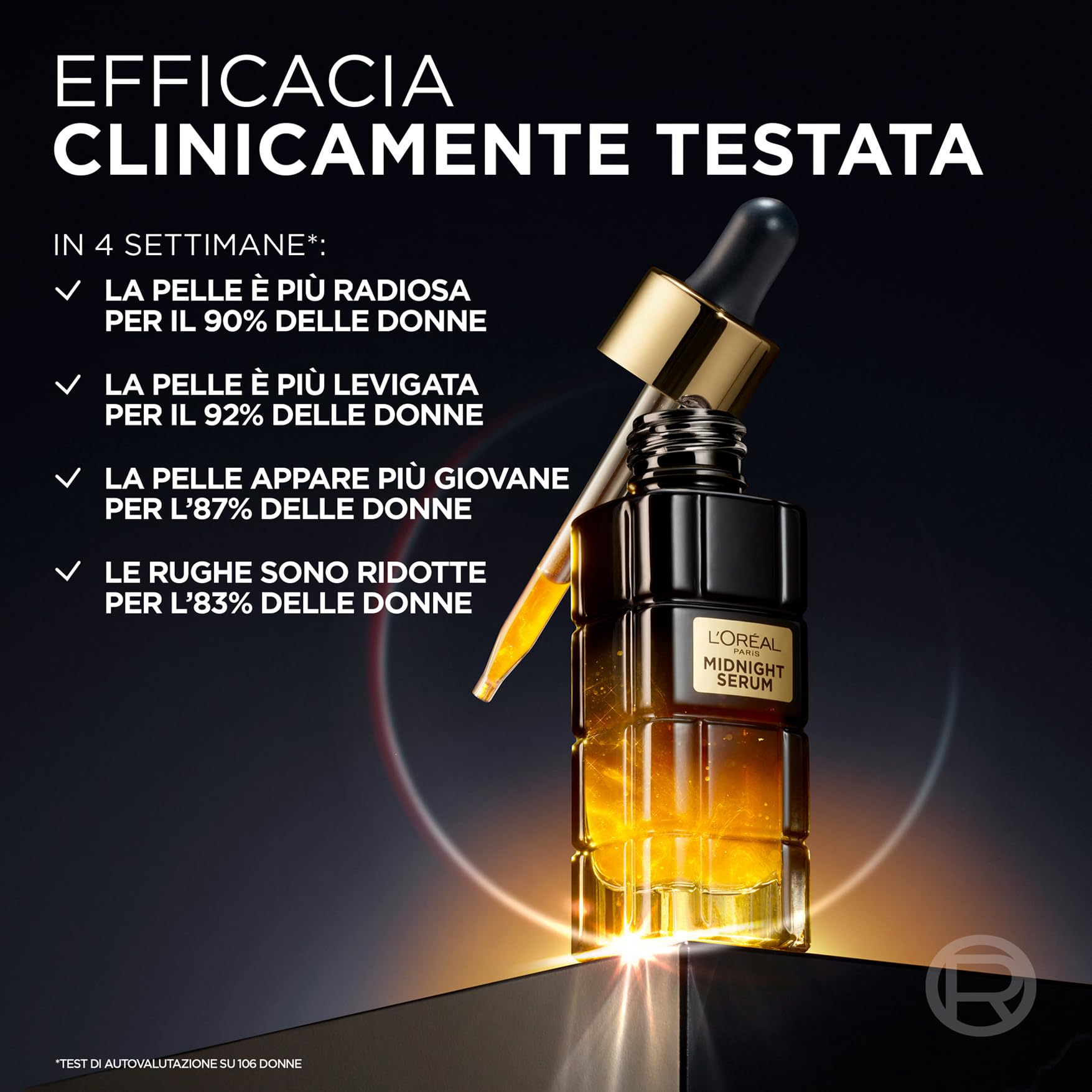 L'Oréal Paris, Siero Viso Midnight, Per Pelli Mature, Azione Anti-Età, Incarnato Levigato e Rughe Ridotte, Con Complesso Antiossidante e Vitamina E, Age Perfect Renaissance Cellulaire, 30 ml