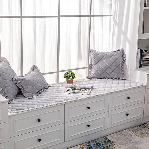 JeogYong Tapete para ventana de bahía, antideslizante, de terciopelo cristalino, moderno cojín de asiento para ventana, cojín de banco de interior