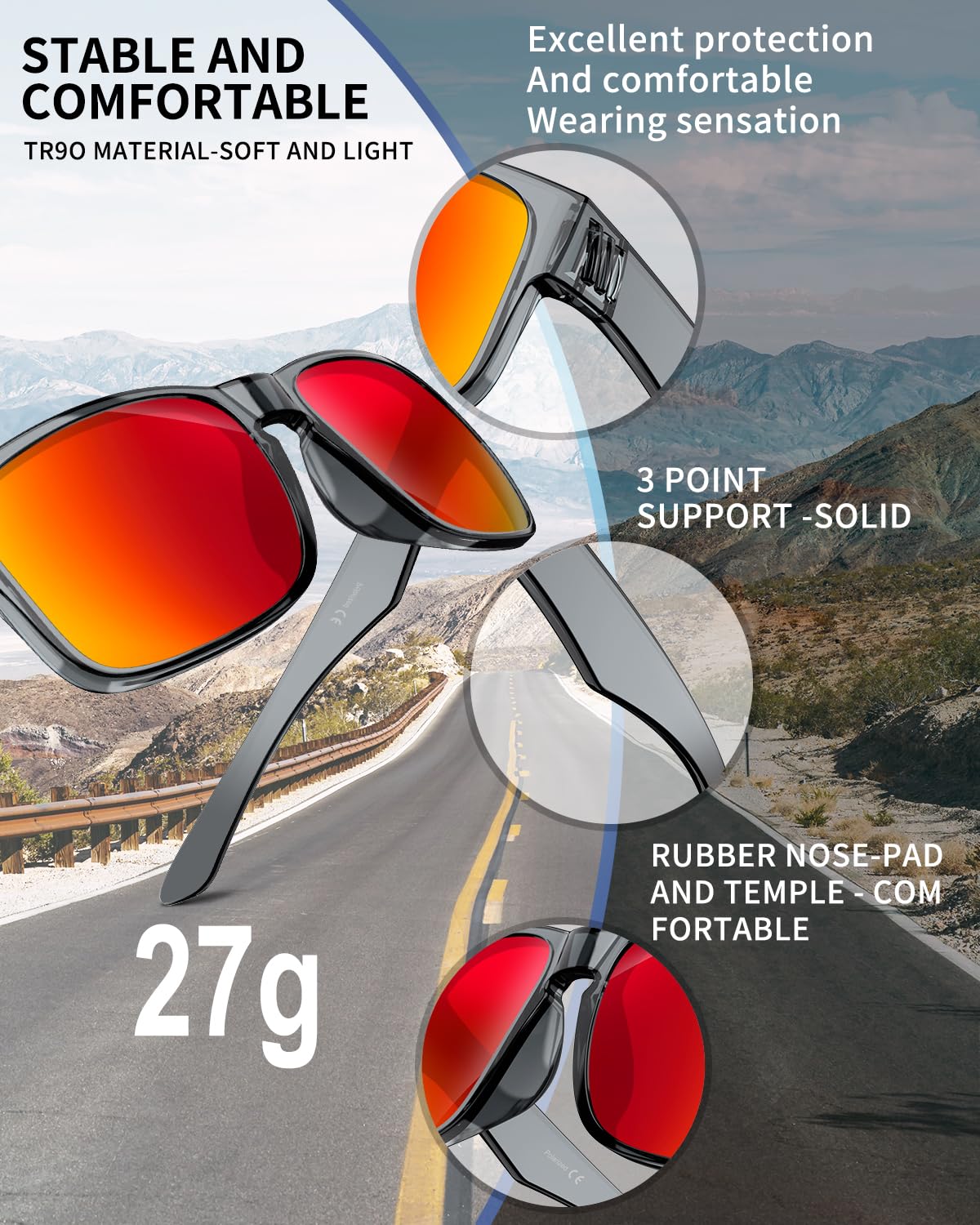 Rosemal Occhiali da sole polarizzati per donne e uomini, occhiali da sole sportivi, guida, ciclismo, corsa, pesca, escursionismo, golf, UV400 TR90