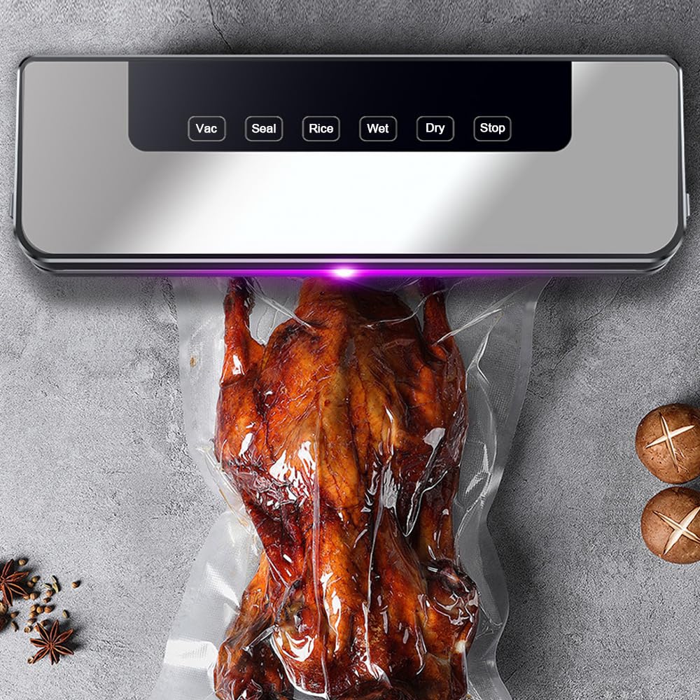 Macchina di sigillatura sottovuoto, 30 cm, dispositivo sottovuoto, confezionare sigillatrice automatica per alimenti di aspirazione con 10 sacchetti (5 grandi e 5 piccoli) per sigillare alimenti