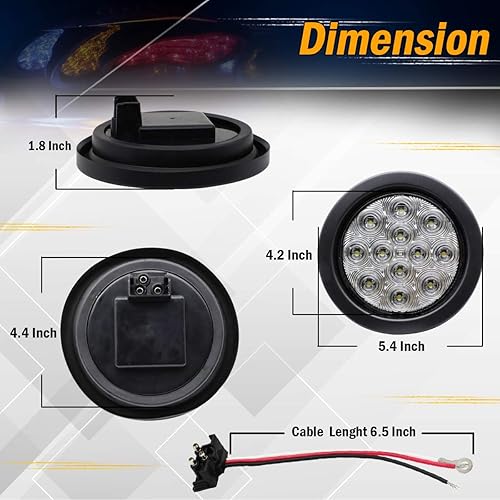 Miniatura 3 de MADCATZ Meerkatt - Luz trasera de 4 pulgadas, 12 luces LED traseras selladas, remolque, autobús con ojales y enchufe, 12 V CC, paquete de 4